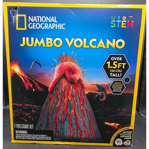 NATIONAL GEOGRAPHIC Jumbo Volcano Kit 1.5FT Eruption Science STEM Toy POP - Picture 1 of 10